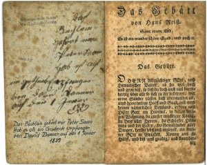 Exemplar von „Das Gebätt“ aus den Beständen der Dokumentationsstelle des Schweizerischen Vereins für Täufergeschichte auf dem Bienenberg