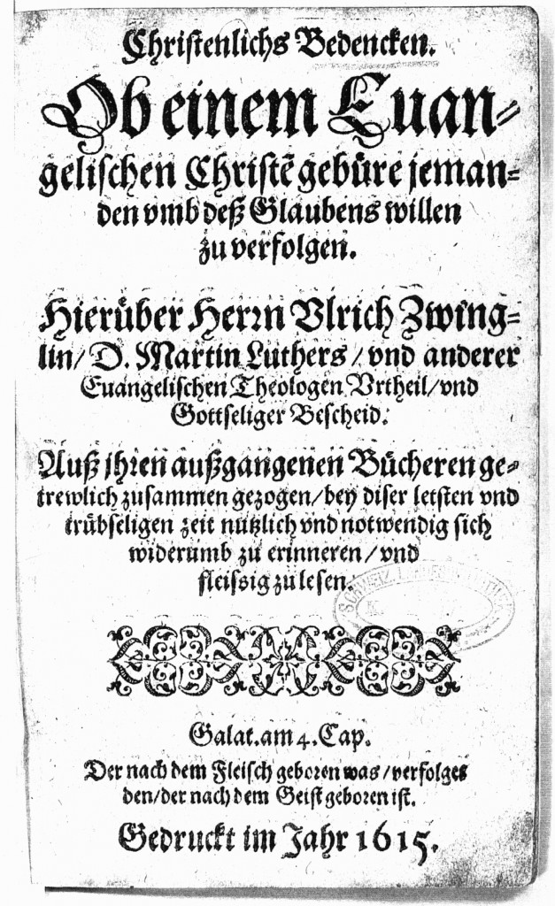 Eines der der seltenen Exemplare der Schrift von Hans Jakob Boll befindet sich in der Schweizerischen Landesbibliothek in Bern unter der Signatur L Theol. 789 - 14